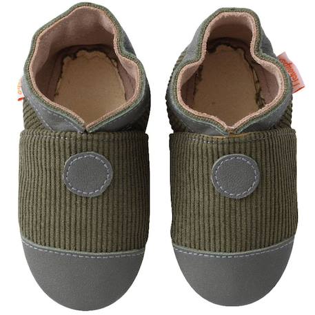 Chaussons bébé cuir souple velours Vert 2 - vertbaudet enfant 