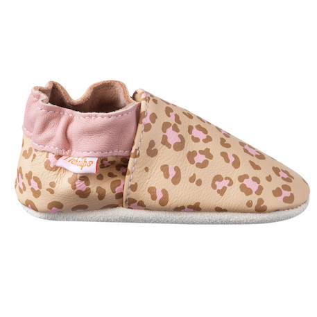 Chaussons bébé cuir souple léopard Beige 1 - vertbaudet enfant 