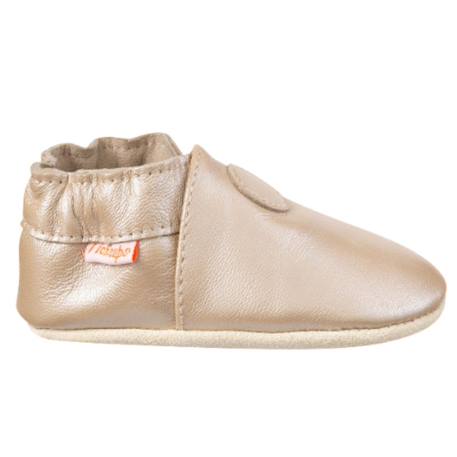 Chaussons bébé cuir souple uni Beige 1 - vertbaudet enfant 