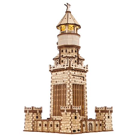 Phare d’Alexandrie – Maquette en bois lumineuse à construire, veilleuse décorative Brown 2 - vertbaudet enfant 