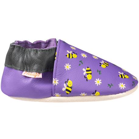 Chaussons cuir bébé mireille les abeilles Violet 1 - vertbaudet enfant 