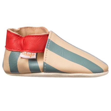 Chaussons bébé cuir souple rayures Bleu 1 - vertbaudet enfant 