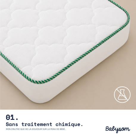 Babysom - matelas bébé 60x120 cm - réversible été/hiver - soutien ferme - sans traitement chimique - certifié oeko-tex - vert Blanc 2 - vertbaudet enfant 