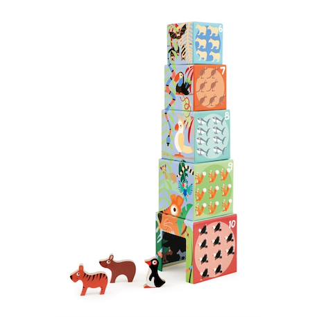 Jeu à empiler - Pyramide animaux du monde Multicolor 2 - vertbaudet enfant 