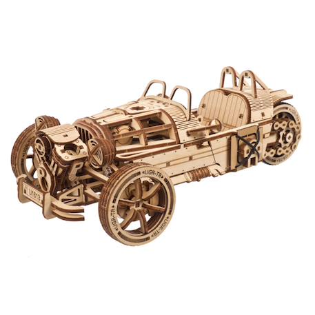 Tricycle UGR-S – Maquette mécanique en bois à construire, puzzle 3D à moteur à ressort Brown 2 - vertbaudet enfant 