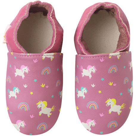 Chaussons bébé cuir souple lola les licornes Rose 2 - vertbaudet enfant 