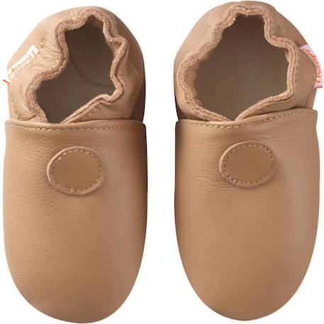 Chaussons bébé cuir souple uni Marron 2 - vertbaudet enfant 