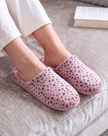Chaussons mules microvelours semelle ergonomique soutien voûte plantaire Léopard blush 2 - vertbaudet enfant 