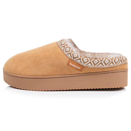 Chaussons mules suédine à semelle compensé de 3,5 cm, confort Camel+Ivoire 4 - vertbaudet enfant 