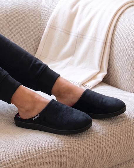Chaussons mules microvelours semelle ergonomique, mousse à mémoire forme Marine+Noir+Rayures canard 8 - vertbaudet enfant 