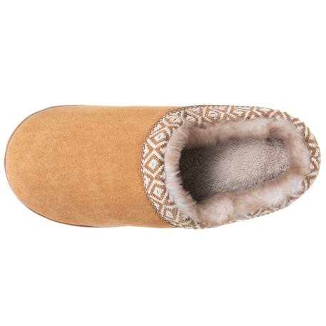 Chaussons mules suédine à semelle compensé de 3,5 cm, confort Camel+Ivoire 3 - vertbaudet enfant 
