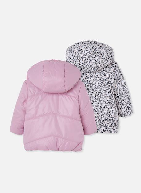 Parka fille tissu technique réversible fleurs Rose 4 - vertbaudet enfant 