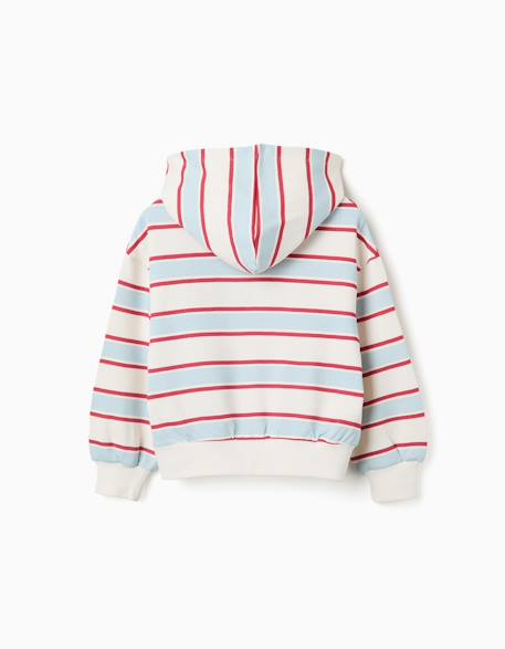 Sweat en coton peigné à rayures et capuche stitch Blanc 3 - vertbaudet enfant 