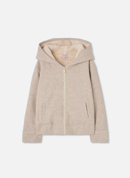 Blouson fille en maille à capuche Beige 2 - vertbaudet enfant 