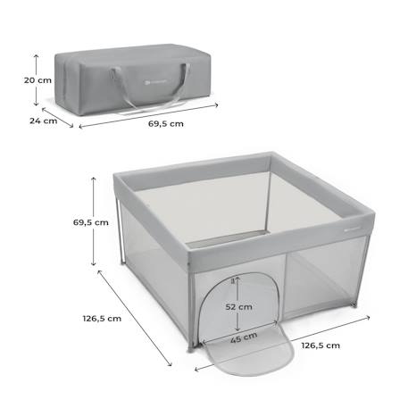 Parc Bébé ZIKI pliable avec entrée latérale zippée, structure en acier et sac de transport inclus pratique Beige+Grey 12 - vertbaudet enfant 