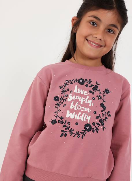 Ensemble fille molleton imprimé fleurs Rose 2 - vertbaudet enfant 