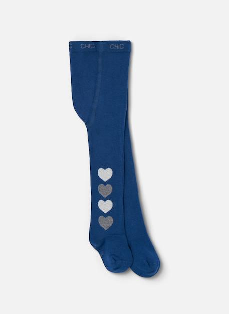 Collant imprimé de coeurs Bleu 1 - vertbaudet enfant 