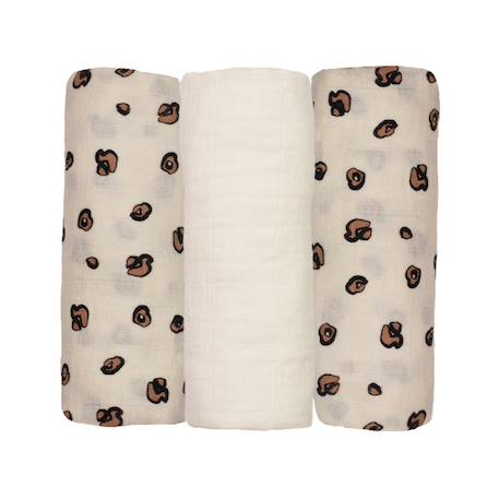 Lot de 3 langes motif léopard Beige 1 - vertbaudet enfant 