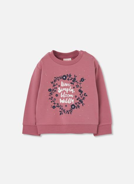 Ensemble fille molleton imprimé fleurs Rose 4 - vertbaudet enfant 