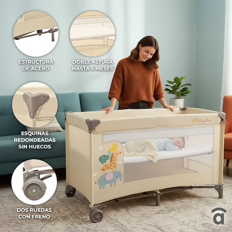 Lit de voyage smooth animalia Beige 6 - vertbaudet enfant 