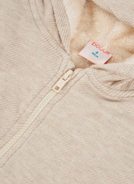 Blouson fille en maille à capuche Beige 4 - vertbaudet enfant 