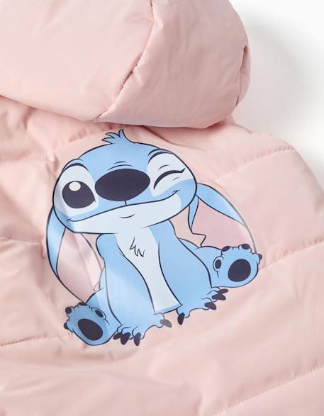 Doudoune sans manches avec capuche et imprimés stitch Rose clair 4 - vertbaudet enfant 