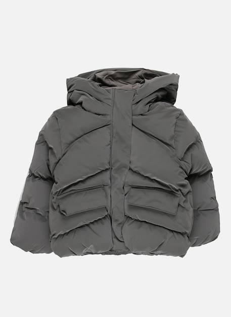 Parka fille en tissu technique à capuche Gris 1 - vertbaudet enfant 