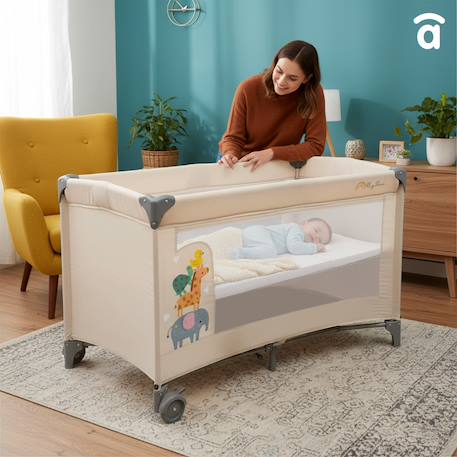 Lit de voyage smooth animalia Beige 2 - vertbaudet enfant 