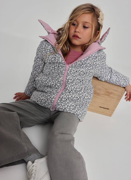 Parka fille tissu technique réversible fleurs Rose 2 - vertbaudet enfant 