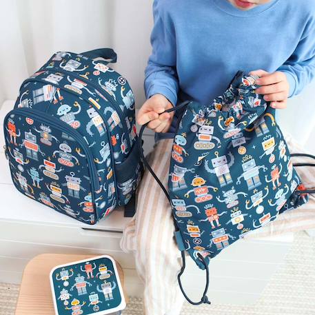 Sac à dos isotherme fleurs du jardin Bleu menthol+Kaki+Princesses+Robot+Rose+Saumon+Vert+Violet, blanc, jaune 21 - vertbaudet enfant 