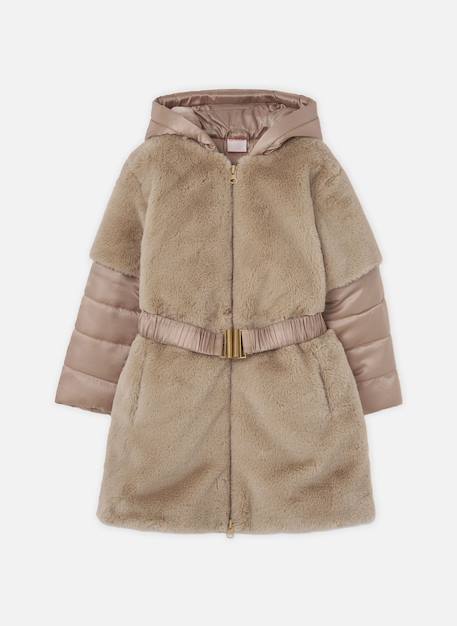 Parka fille en tissu technique avec ceinture Jaune 2 - vertbaudet enfant 