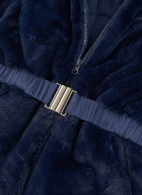 Parka fille en tissu technique avec ceinture Bleu 3 - vertbaudet enfant 