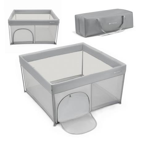 Parc Bébé ZIKI pliable avec entrée latérale zippée, structure en acier et sac de transport inclus pratique Beige+Grey 7 - vertbaudet enfant 