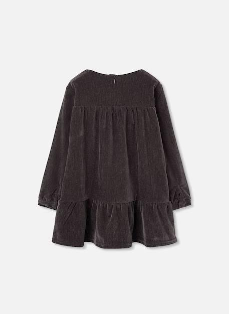 Robe fille en velours avec volants Marron 2 - vertbaudet enfant 