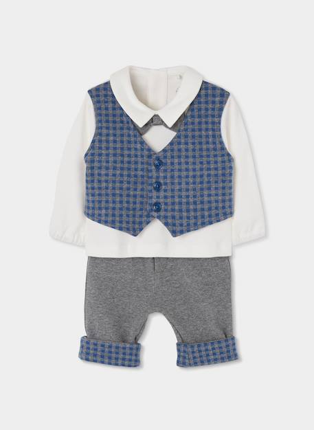 Ensemble bébé garçon maille à carreaux Gris 2 - vertbaudet enfant 