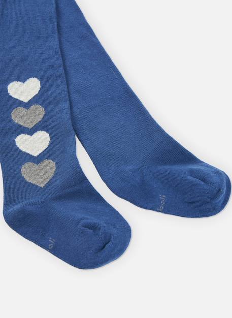 Collant imprimé de coeurs Bleu 2 - vertbaudet enfant 
