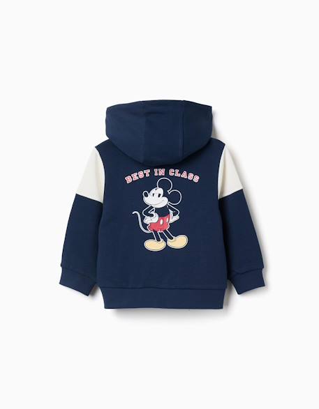 Sweat zippé en coton peigné à capuche et imprimés mickey Bleu foncé 2 - vertbaudet enfant 