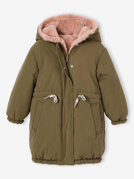 Parka réversible enfant fille kaki+marine 2 - vertbaudet enfant 