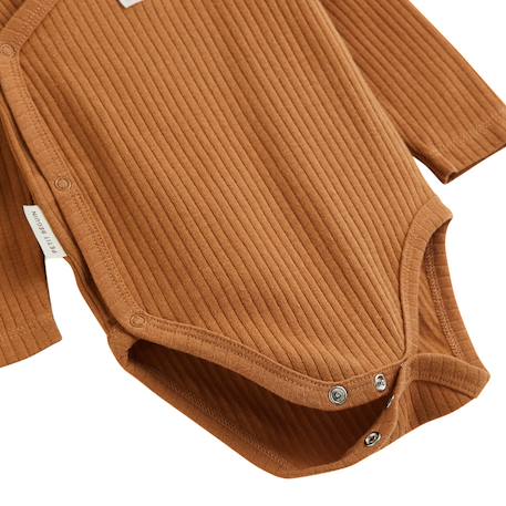 Lot de 3 bodies bébé manches longues ouverture croisée caramel Marron 3 - vertbaudet enfant 