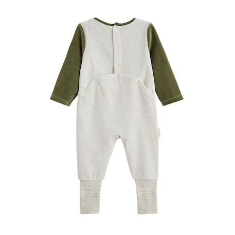 Pyjama bébé avec pieds retroussables en velours pistache Beige 3 - vertbaudet enfant 