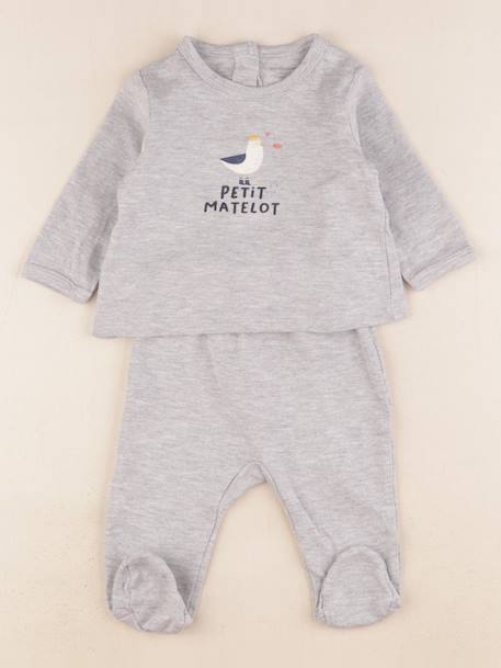 Pyjama coton - 3 mois Gris 1 - vertbaudet enfant 
