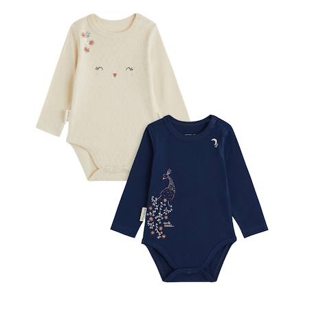 Lot de 2 bodies bébé manches longues ollie Bleu 2 - vertbaudet enfant 