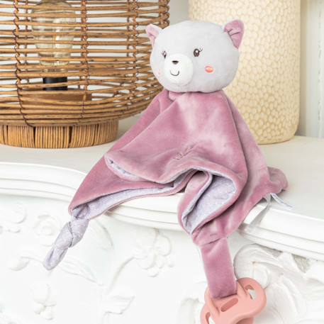 Carré doudou bebe bamboo - chat - 24 cm s/carte Gris 3 - vertbaudet enfant 