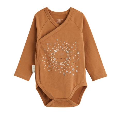 Lot de 2 bodies bébé manches longues ouverture croisée caramel Marron 4 - vertbaudet enfant 