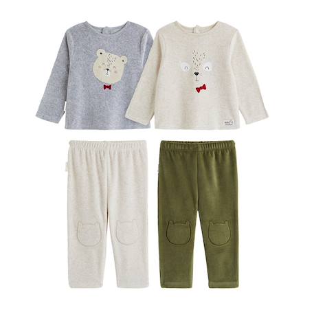Lot de 2 pyjamas bébé 2 pièces en velours pistache Beige 2 - vertbaudet enfant 