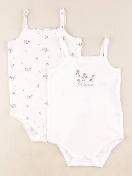 Lot de 2 bodies en coton - 36 mois Blanc, rose 1 - vertbaudet enfant 