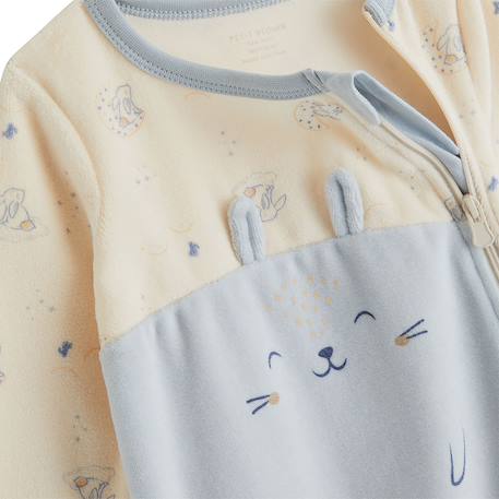 Pyjama bébé en velours ouverture zippée voix lactée Bleu 4 - vertbaudet enfant 