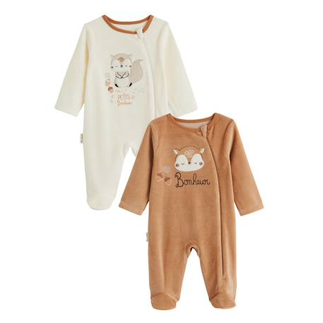 Lot de 2 pyjamas bébé en velours ouverture zippée caramel Marron 2 - vertbaudet enfant 