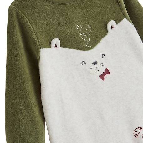 Pyjama bébé avec pieds retroussables en velours pistache Beige 4 - vertbaudet enfant 