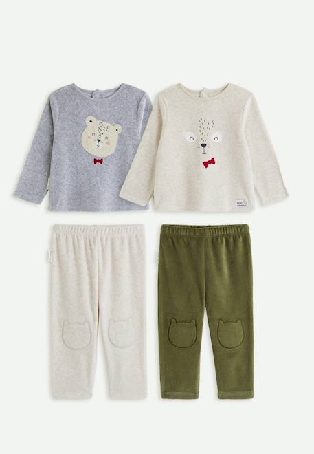 Lot de 2 pyjamas bébé 2 pièces en velours pistache Beige 1 - vertbaudet enfant 